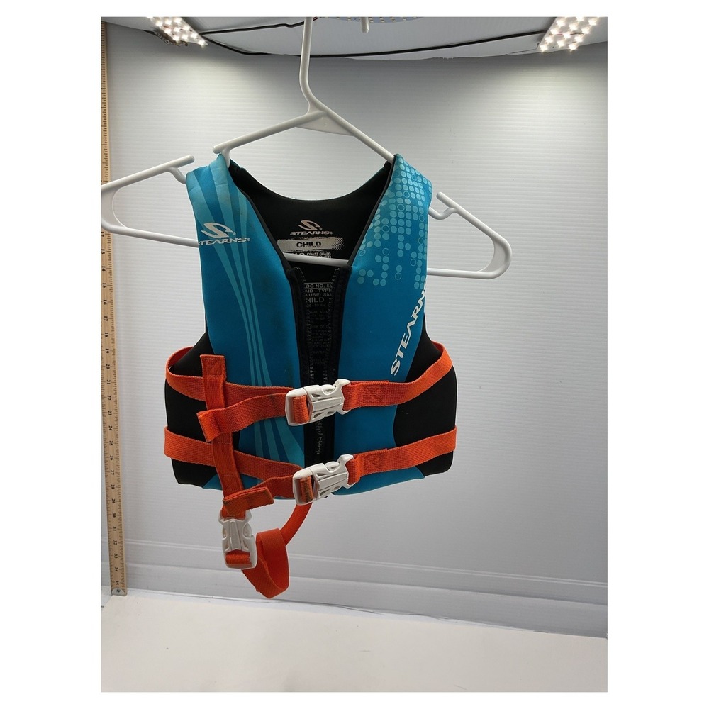 Stearns Child Life Jacket 30-50 lbs Type III PFD Ski Vest Blue‎ Orange 29-117